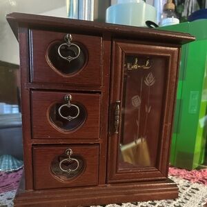 Wooden Jewelry Organizer with Heart Accents